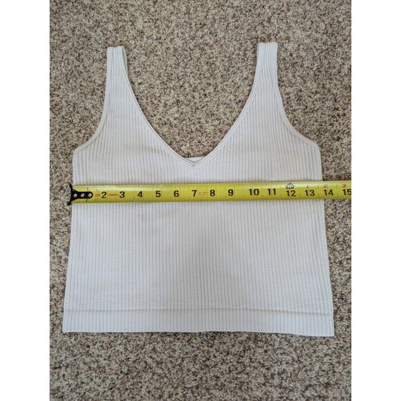 Intimately Free People White Cropped Top Ribbed Basic Capsule Women's M-L - Picture 6 of 8